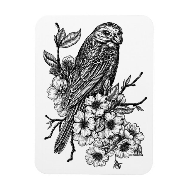 Ímã Finch no ramo de cereja (Vertical)