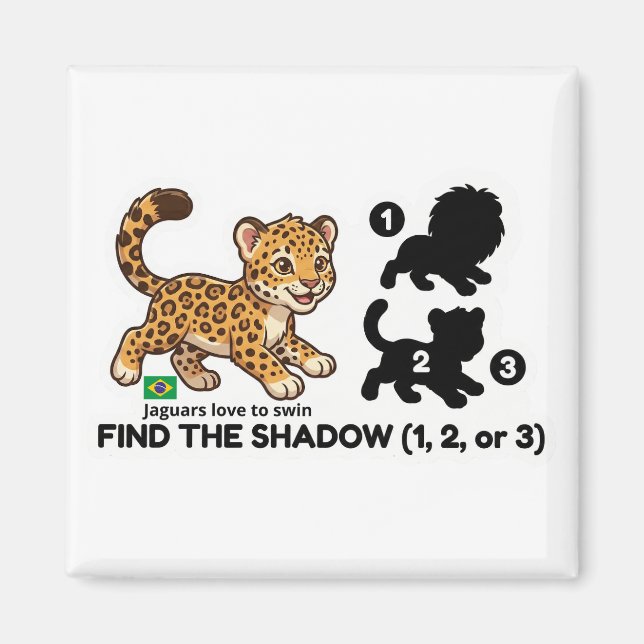 Imã Find The Shadow: Cute Jaguar Brazil Animal Game (Frente)