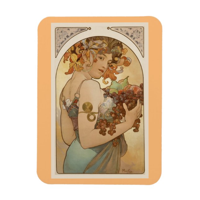 Ímã Fine Art Nouveau Jugendstil Alfons Mucha fruta (Vertical)