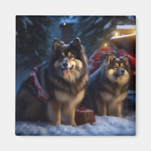 Imã Finnish Lapphund Neve Trineo Decoração de Natal 