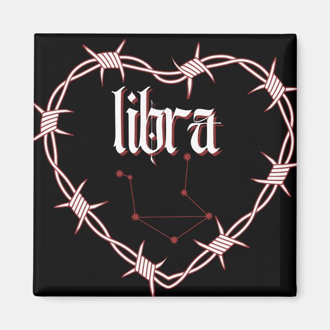 Imã Fio de Barbed Estético Gótico Constelação de Libra (Frente)