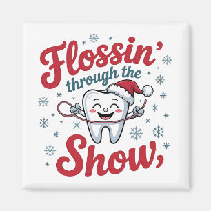 Imã Fio dental através da neve Natal engraçado Natal