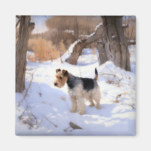 Imã Fio Fox Terrier Deixe-o nevar no Natal
