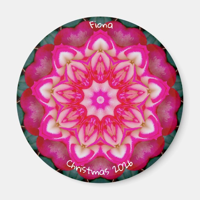 Imã FIONA ~ Rosa Miniatura Personalizada Fractal ~ (Frente)