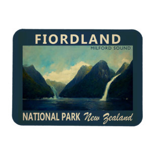 Ímã Fiordland National Park Nova Zelândia Watercolor