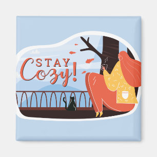 Imã Fique Aconchegante Hygge Outono Folclore Arte Deco