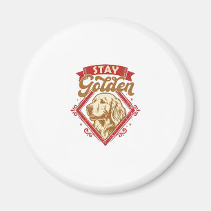 Imã Fique Cachorro Retriever Dourado Diamante Vermelho