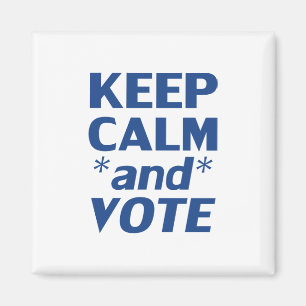 Imã "Fique calmo e vote" azul, branco -
