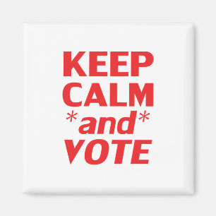 Imã "Fique calmo e vote" vermelho, branco - ímã