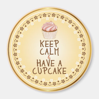 Imã Fique calmo Tenha um Cupcake - fundo elegante