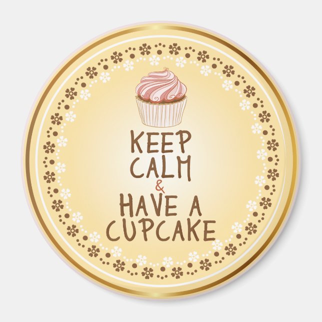 Imã Fique calmo Tenha um Cupcake - fundo elegante (Frente)