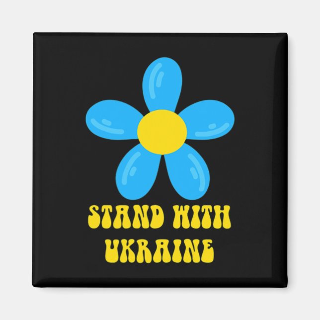 Imã Fique Com a Ucrânia Flor Azul e Amarela Solidaried (Frente)