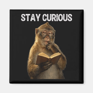 Imã Fique curioso macaco engraçado rato de biblioteca
