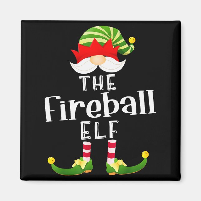 Imã Fireball Elf Group Christmas Funny Pajama Party  (Frente)