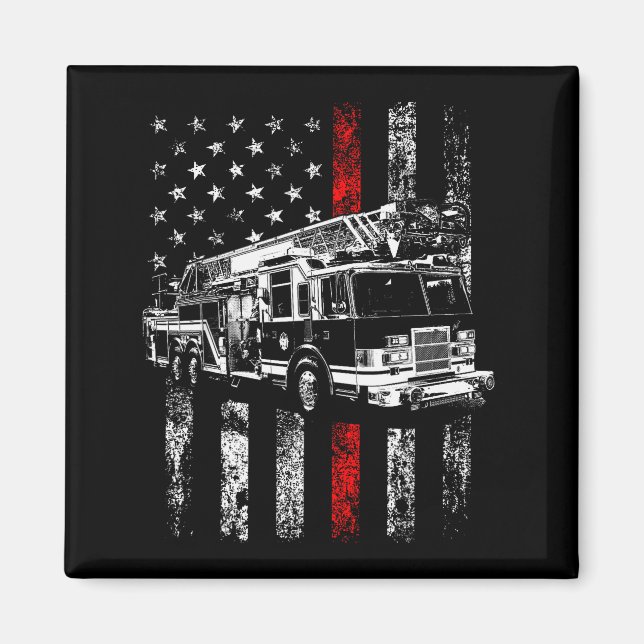 Imã Fireman American Flag Thin Red Line Firefighter  (Frente)