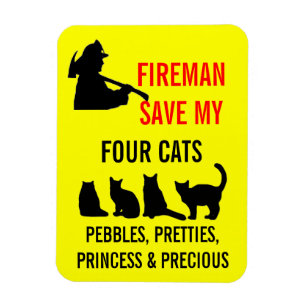 Ímã Fireman Salve Meus Quatro Gatos