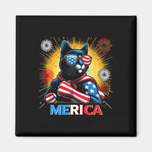 Imã Fireworks Nos Flag Patriótico Black Cat