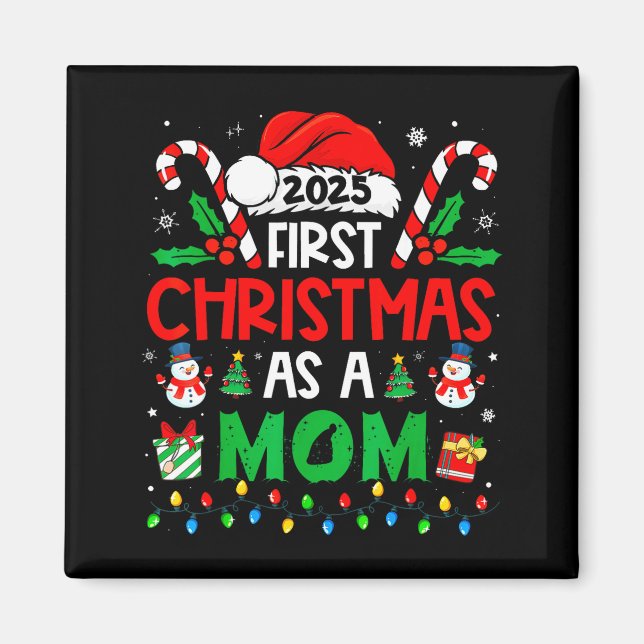 Imã First Christmas As A Mom Family Matching New Mommy (Frente)