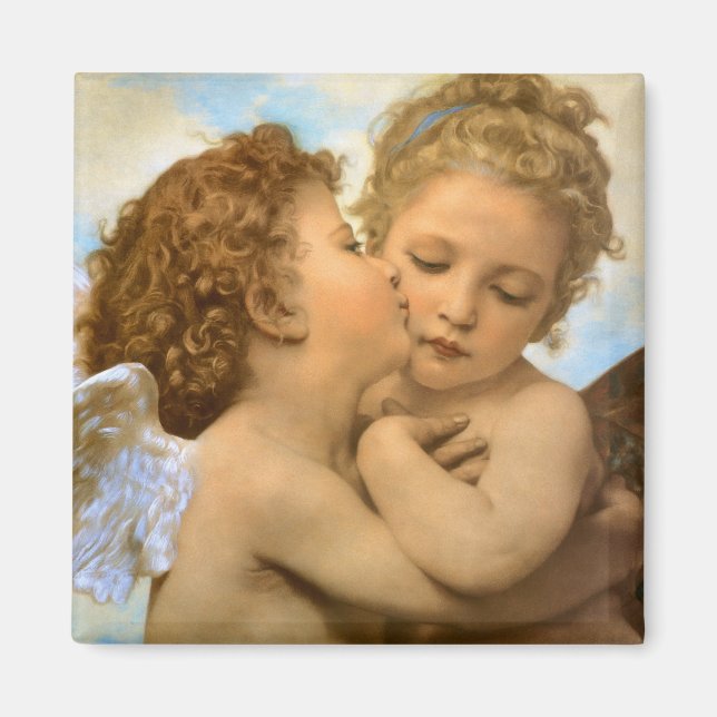 Imã First Kiss (detalhe de anjo), de Bouguereau (Frente)
