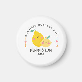 Imã First Mother’s Day 2026 Cute Lemon Mom & Baby 
