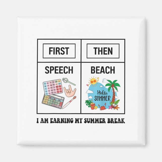 Imã First Speech Then Beach Funny Speech Therapy Summe (Frente)
