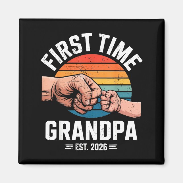 Imã First Time Grandpa Est 2026 Baby Announcement Grea (Frente)