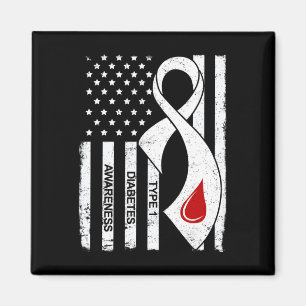 Imã Fita Cinza Vintage Bandeira Americana Diabetes Tip