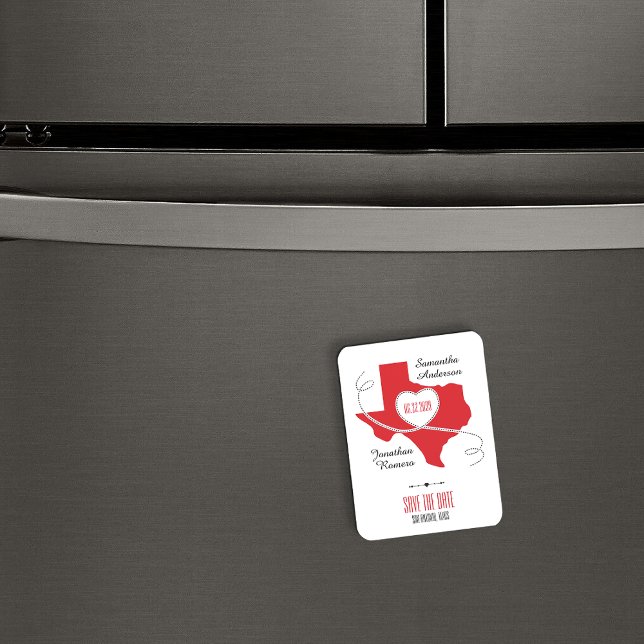 Ímã Fita de Curling do Texas Vermelho Salvar a Data (Criador carregado)