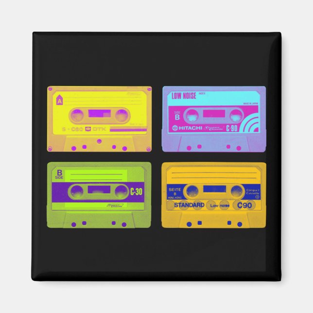 Imã Fitas Cassete Retro Pop Art dos Anos 80 (Frente)