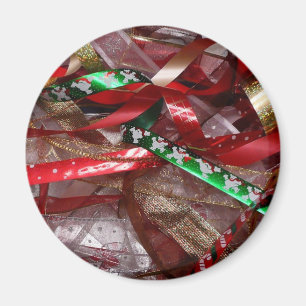Imã Fitas de Natal Vermelho Verde e Dourado Feriado