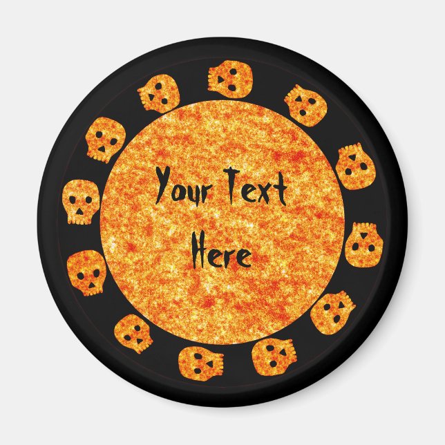 Imã Flame Orange Skull Magnets (Frente)