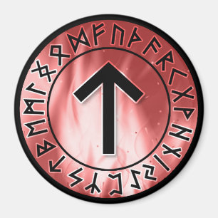 Imã Flame Runes, Vermelho [17. Tiwaz] Magnet