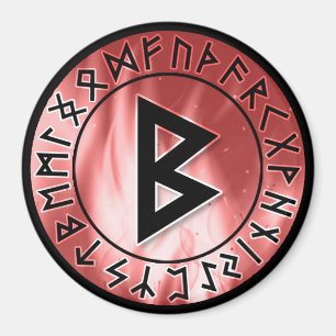 Imã Flame Runes, Vermelho [18. Berkano] Magnet