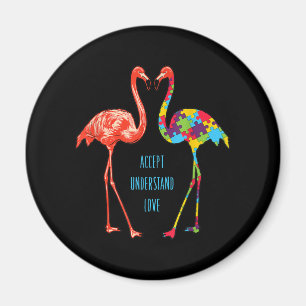 Imã Flamingo Aceitar Autismo De Amor Flamingo