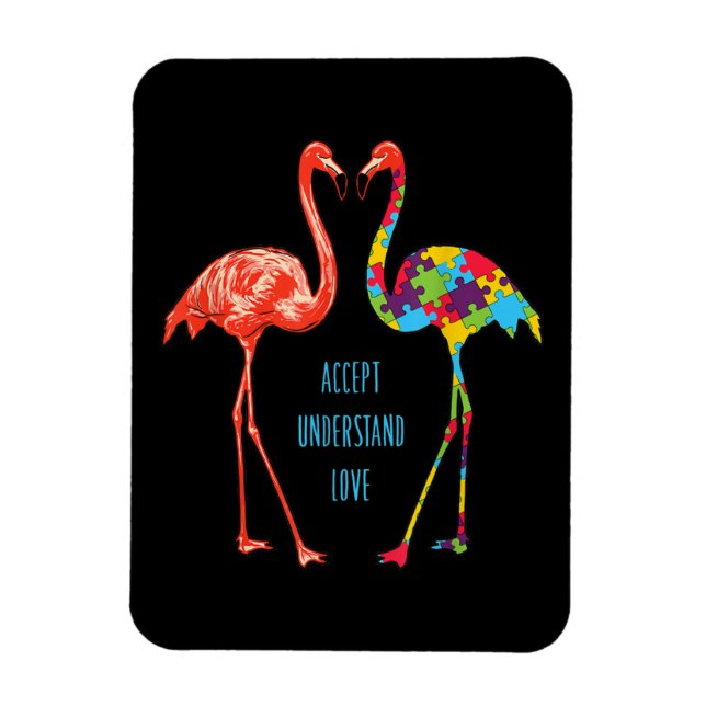 Ímã Flamingo | Aceitar Autismo Do Amor Flamingo (Vertical)