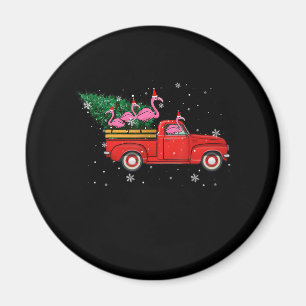 Imã Flamingo Andando Caminhão Vermelho Xmas Natal Nata