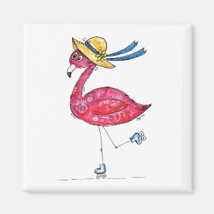 Imã Flamingo, branco e branco, cor-de-rosa, em Skates
