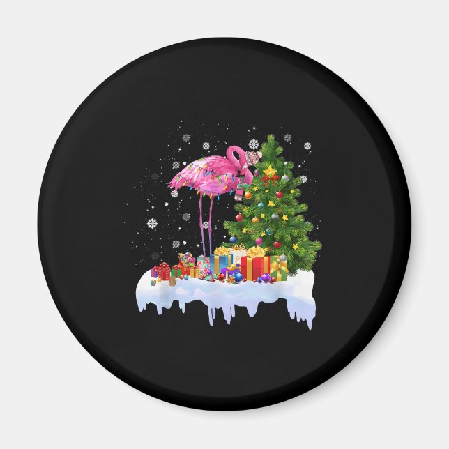 Imã Flamingo Christmas Tree Lights (Frente)