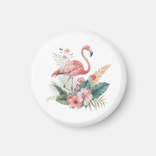 Imã Flamingo Com Flores