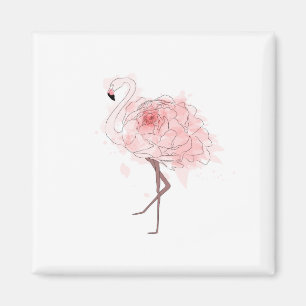Imã Flamingo da rosa vermelha