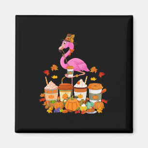 Imã Flamingo de Ação de Graças Vestindo Cafés de Queda