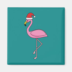 Imã Flamingo de Natal com Santa Hat