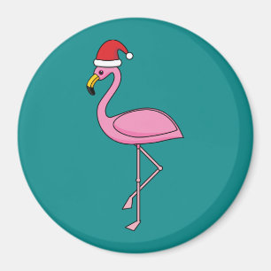 Imã Flamingo de Natal com Santa Hat