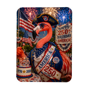 Ímã Flamingo Feliz 250º Aniversário América 4 de Julho