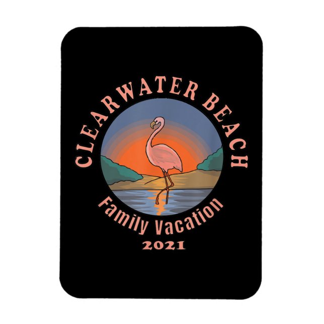 Ímã Flamingo | Férias Flamingo Clearwater Beach 2021 (Vertical)
