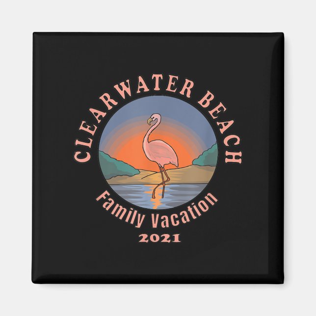 Imã Flamingo | Férias Flamingo Clearwater Beach 2021 (Frente)