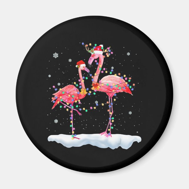 Imã Flamingo | Flamingo Árvore de Natal Santa Hat Xmas (Frente)