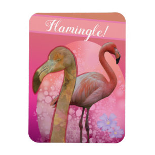 Ímã Flamingo floral de Flamingle