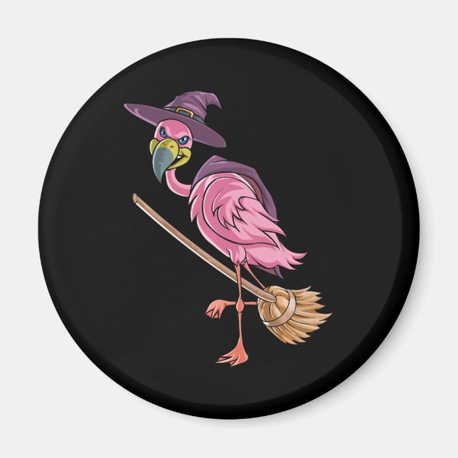 Imã Flamingo | Halloween Flamingo Witch ScarParty (Frente)