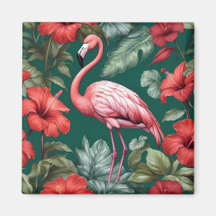 Imã Flamingo Hibiscus Flores Emerald Green